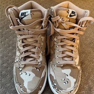Nike Desert Camo High-Top Sneakers in Tan and Cream